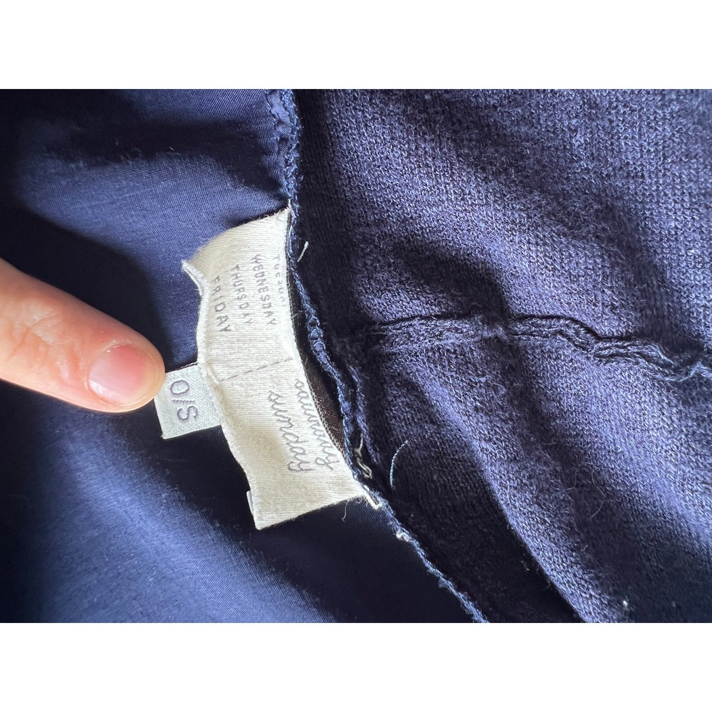 Anthropologie Navy Blue Long Cardigan OS Boho Coastal Grandma Travel Linen Blend - Picture 6 of 9